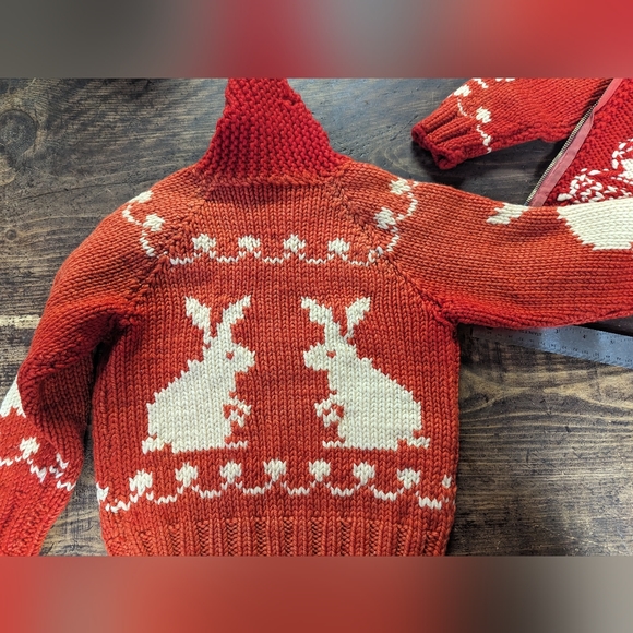 VINTAGE 50's/60's Adorable pair of hand knit children's zip front sweaters!!! - Picture 9 of 11